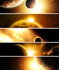collage of 5 pictures with planets