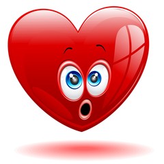 Cuore Amore Fumetto-Amazed Heart Love Cartoon-Vector