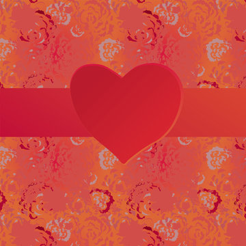 Valentine card with heart and grunge pattern