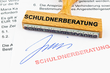 Holzstempel Schuldnerberatung