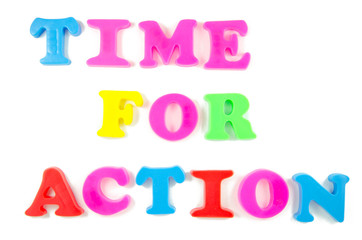 time for action written in fridge magnets