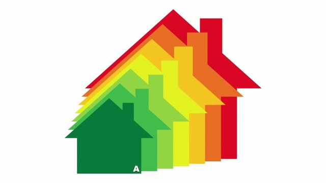 Houses with energy efficiency chart, concept
