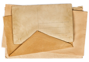 vintage postcard and envelopes
