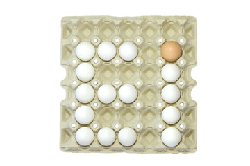 Eggs as the word Ei on egg carton