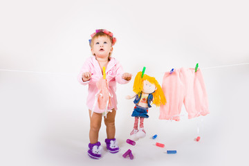 child and clothesline