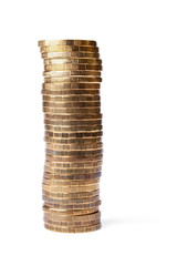 The Stock of Russian Coins on White Background