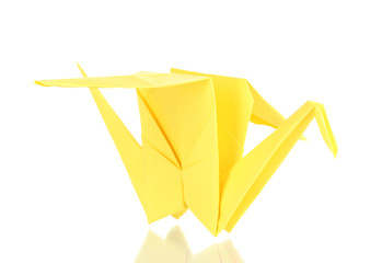 origami paper crane isolated on white