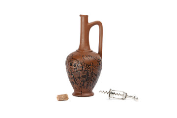 Corkscrew from  and wine pitcher with cork