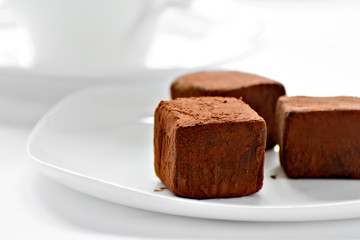 chocolate truffles on a plate