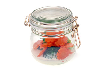 steamed vegetables in a jar