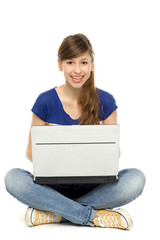 Young woman using laptop