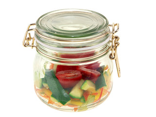 steamed vegetables in a jar