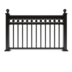 Black metal design railing with circle