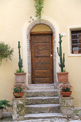 Fototapeta na wymiar drzwi przednie z kaktusów, Toskania, Włochy, Europa