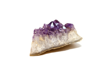 Amethyst crystal on white background