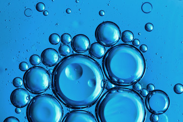 Blue bubbles clustered together