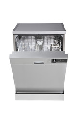 Modern freestanding dishwasher with clipping path.