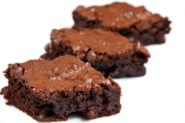 Three brownie pieces