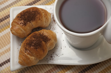 Tea and mini croissants