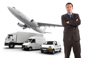 Businessman and transport logistics
