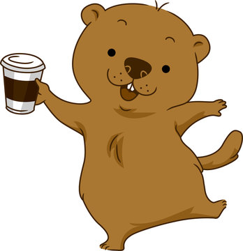 brown bear holding coffee cup clip art preview