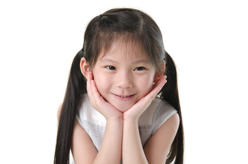 Close-up shot of a young Asian girl with smile on her face.