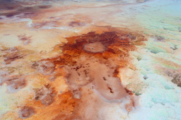 Birdseye view of the salt field in Dead sea, Israel