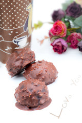 Roses and chocolate coffee sweet menu for love