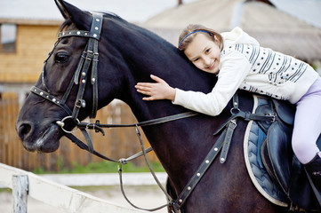 A Smiling Girl Embracing  Horseneck