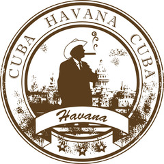 Stamp with Cuba, Havana inside, vector