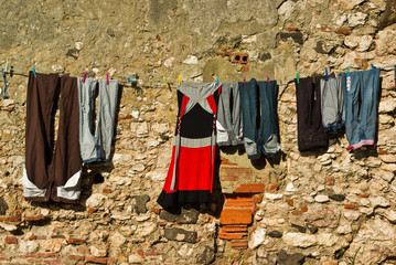 Clothes drying on a rope