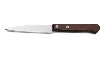 Old kitchen knife on a white background