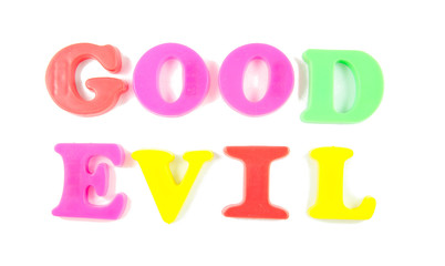 good and evil written in fridge magnets