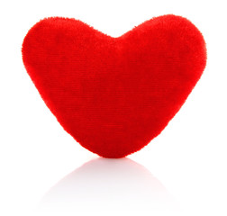 velvety toy heart isolated on white background