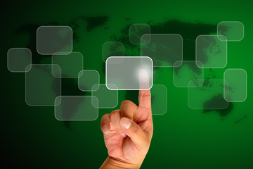 Hand pushing a button