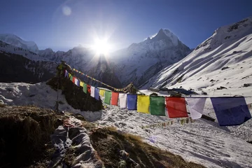 Deurstickers Annapurna annapurna basiskamp met machhapuchhre