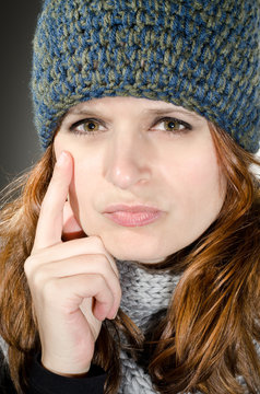 Skeptical Winter Girl Portrait