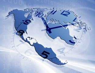 Concept of passing time on world map