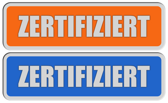 2 Sticker orange blau ZERTIFIZIERT