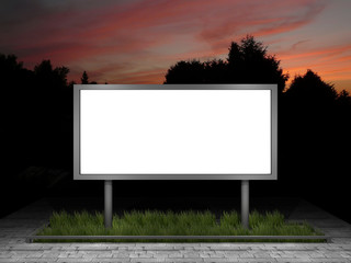 illustration of a blank street advertising panel at dusk
