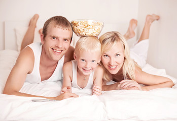 family watching TV