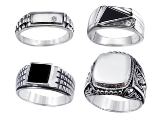 Rings  with gems isolated on white background