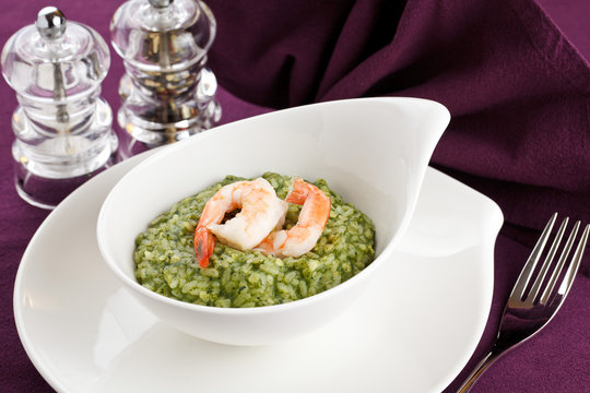Rice with greens and shrimps