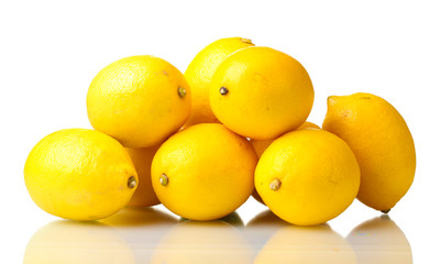 ripe lemons isolated on white