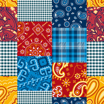 Bandanna patchwork seamless pattern