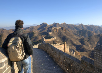 Man standing alone on the Great Wall of China