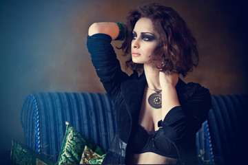 Beautiful sexy brunette woman