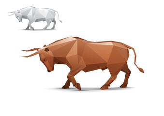 Angry bull stylized triangle polygonal model