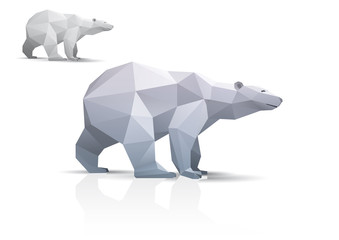 Fototapeta premium Polar bear stylized triangle polygonal model