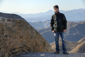 Man standing alone on the Great Wall of China